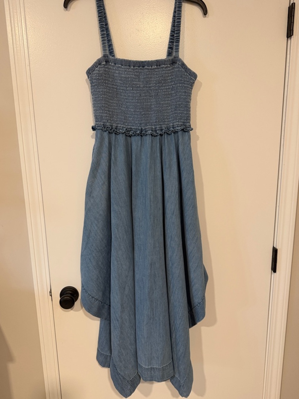 GAP Blue Denim Smocked Sundress with Handkerchief Hem